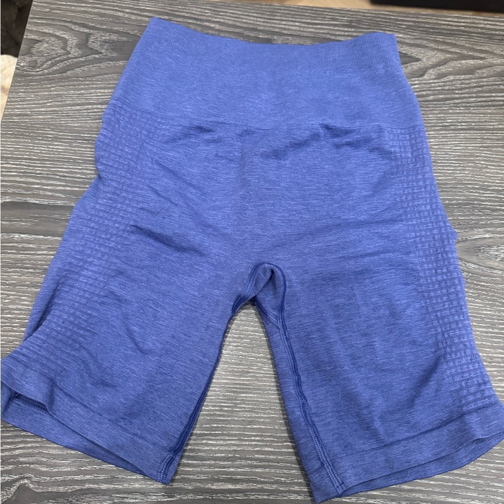 Alphalete Blue Bike Shorts with Seamless Design